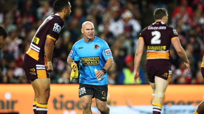 Broncos trainer Allan Langer during the Sydney Roosters v Brisbane Broncos Qualifying Final at Allianz Stadium, Sydney. Picture: Brett Costello