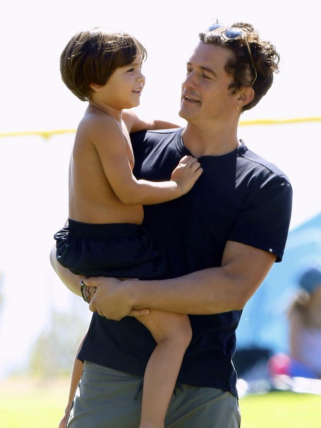 Orlando Bloom with his son Flynn. Picture: Backgrid