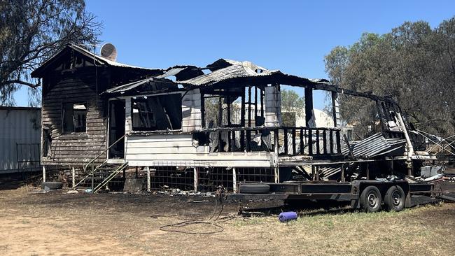 A house was destroyed by fire in Roma on November 14, 2024 with police investigating the cause of the blaze. Photo: Contributed.