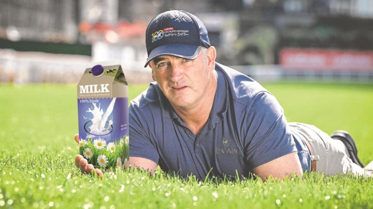 Moonee Valley track manager Marty Synan has been trialling the use of milk. Picture: Racing Victoria (Digitally altered image)