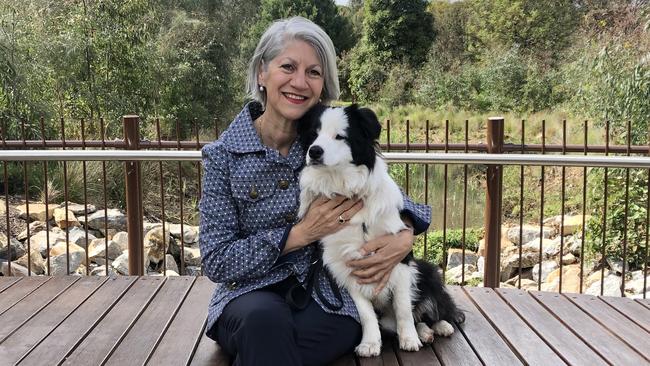 Adelaide Lord Mayor Sandy Verschoor with her dog Scout in the city Parklands. Picture: Supplied