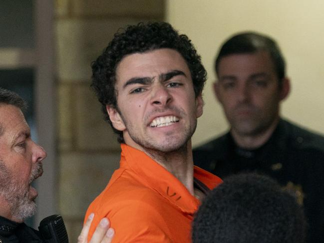 Murder suspect Luigi Mangione is taken into the Blair County Courthouse on Tuesday, December 10. Picture: Benjamin B Braun/Pittsburgh Post-Gazette via AP