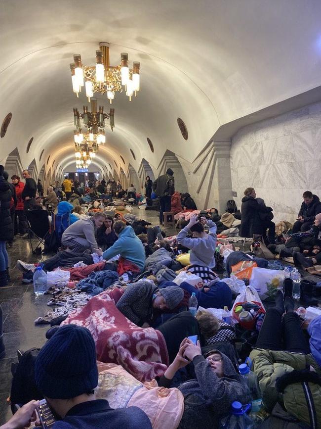 Twitter photo from Dan Rivers @danriversitv "Kharkiv Subway tonight. Like something from the Blitz in London during WW2. Shocking. Where on earth will this all end?”