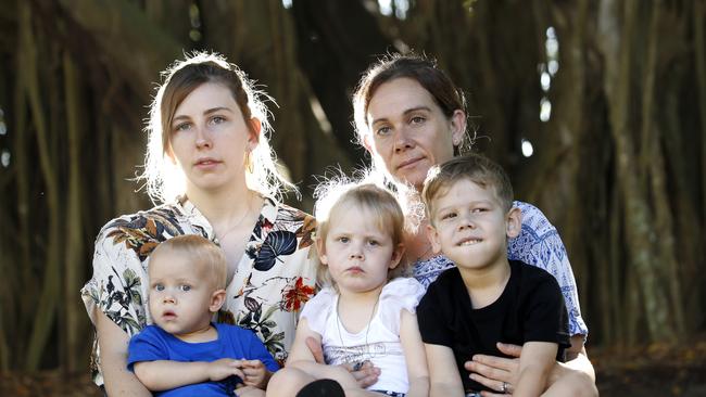 Anglela Mealing's cousin Jade Dibben and Angela's  sister in law Kelly Mealing with her children Jack 1,   Aleea 2, and Kye 4  at the Cairns Esplanade PICTURE: ANNA ROGERS