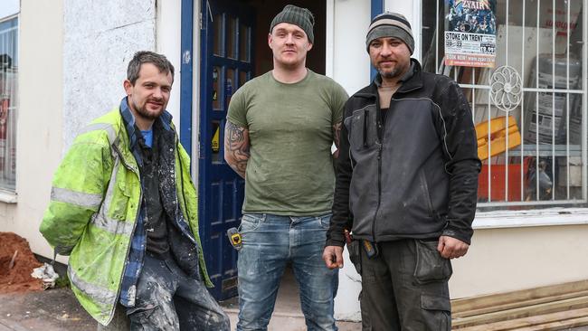 Andrew Edge and Tahir Kaza with Danny Smith (centre), who went to high school with terrorist Usman Khan.