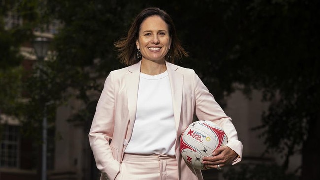 MELBOURNE, AUSTRALIA – MARCH 07: Netball Australia CEO Kelly Ryan poses during the FOX Netball 2023 Launch at the State Library Victoria Forecourt on March 07, 2023 in Melbourne, Australia. (Photo by Daniel Pockett/Getty Images for FOX Sports)