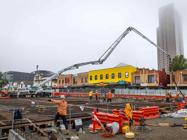 Works underway on the Suburban Rail Loop (SRL) site at Box Hill. Picture: Mark Stewart