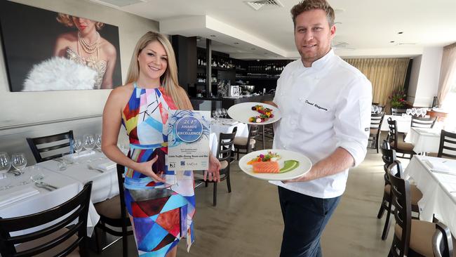 Chef/owner Daniel Ridgeway and his partner Ruggie Ridgeway celebrate their win. Photo: Richard Gosling