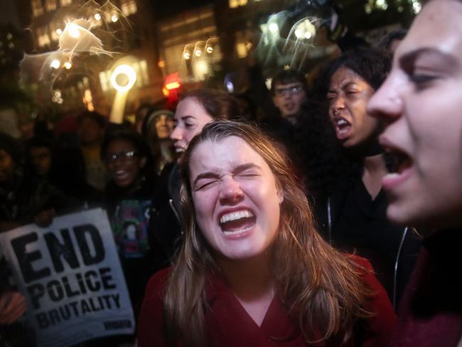 Protestors rally against Donald Trump in Union Square, November 9, 2016 in New York City. Picture: AFP