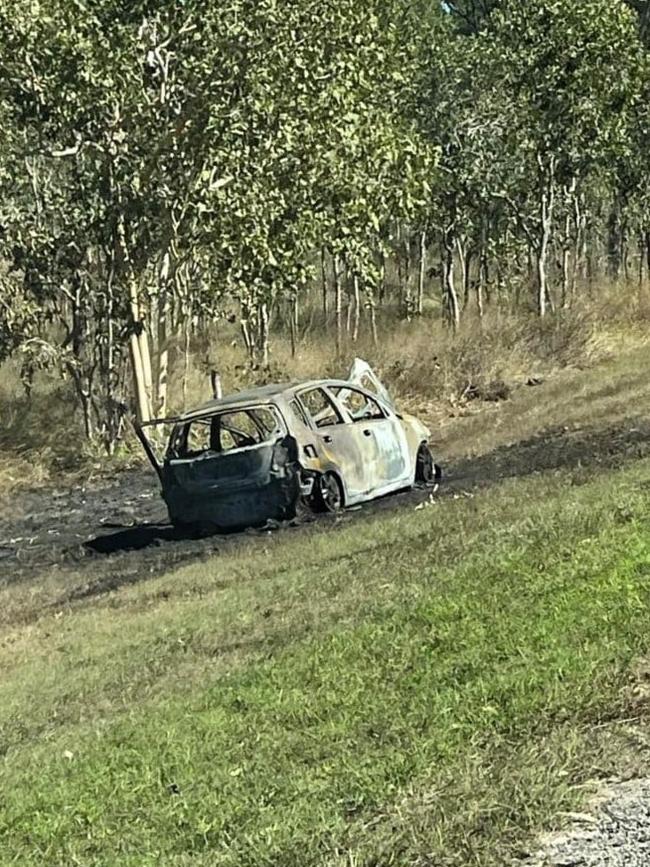 Aftermath of a Holden Barina being torched at Kalynda Parade. Picture: Supplied.