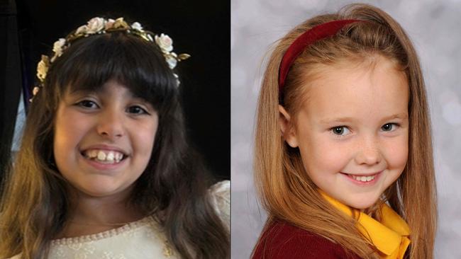 Nine-year-old Alice Dasilva Aguiar, left, and seven-year-old Elsie Dot Stancombe, right, died after a mass stabbing in Southport, northern England. Picture: AFP PHOTO / Merseyside Police