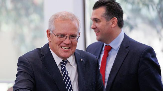 Scott Morrison at a community lunch in the marginal seat of Chisholm on Tuesday, where he made repeated references to the importance of religious freedom. Picture: Jason Edwards