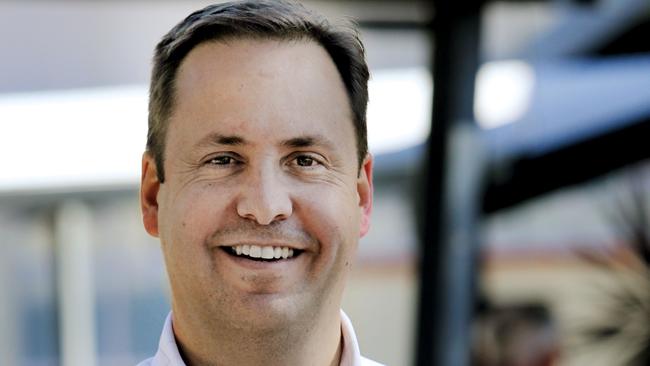 Steve Ciobo at the Broadbeach polling booth on the Gold Coast. Pic by Luke Marsden.