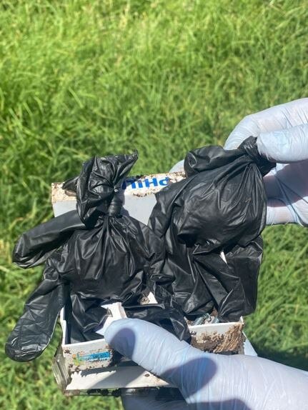 The cousins allegedly put the cocaine in black latex gloves. Picture: NSW Police