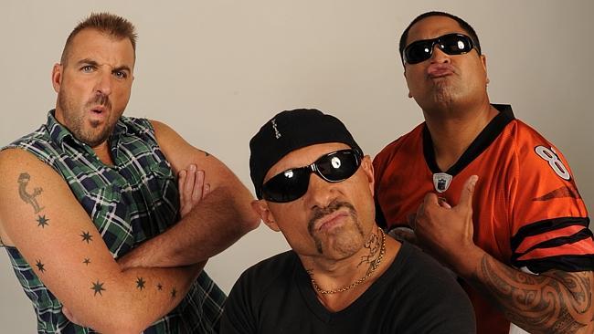 MUST CREDIT: SBS... Housos, 2013. Dazza (Jason Davis), Franky (Paul Fenech) and Kev(Kevin Taumata) Picture: Sbs