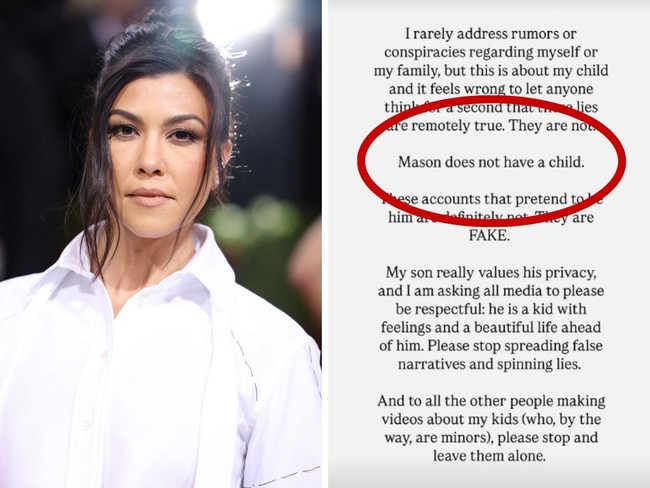 ‘Lies’: Kourtney denies hiding 15yo son’s baby