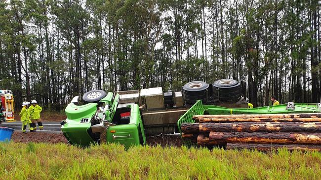 Truck rollover on Maryborough-Cooloola Rd on Monday.