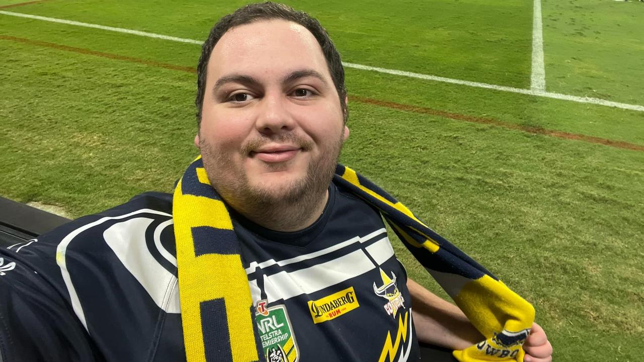 Cowboys superfan Nick Daly-Ford talks how he got to the elimination finals and his excitement for the Sharks vs. Cowboys game. Picture: contributed