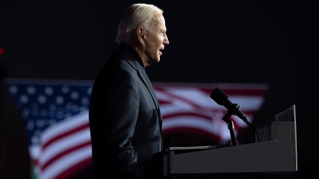 Democratic Presidential candidate Joe Biden speaks during a mobilisation event at Belle Isle Casino in Detroit, Michigan, on October 31. Picture: AFP