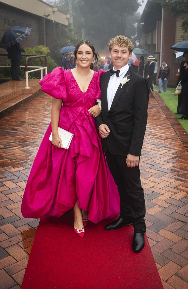 Bella Donaldson and partner Max Farmance at Fairholme College formal, Wednesday, March 27, 2024. Picture: Kevin Farmer