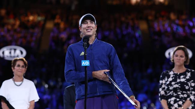 A gallant Garbine Muguruza speaks after her three-set defeat to Sofia Kenin in the Australian Open final.