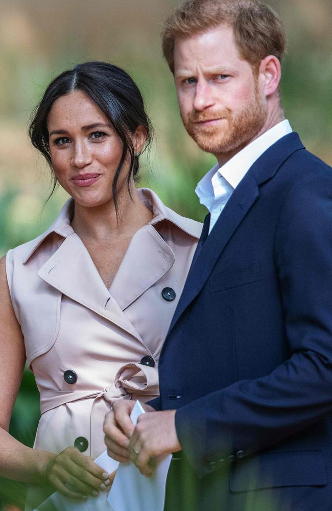 Prince Harry, Duke of Sussex and Meghan, the Duchess of Sussex arrive at the British High Commissioner residency in Johannesburg. Picture: AFP