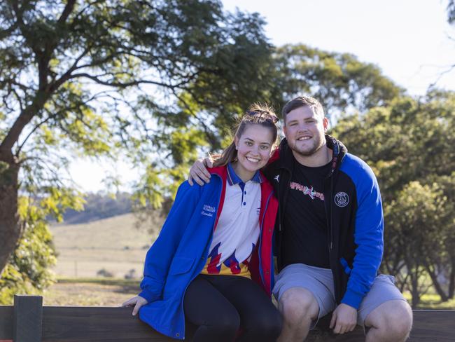 First homebuyers Baden Stewart, 21, and Claudia Towle, 21, bought a block at The Village, a Mirvac development in Menangle. Picture: Quentin Jones