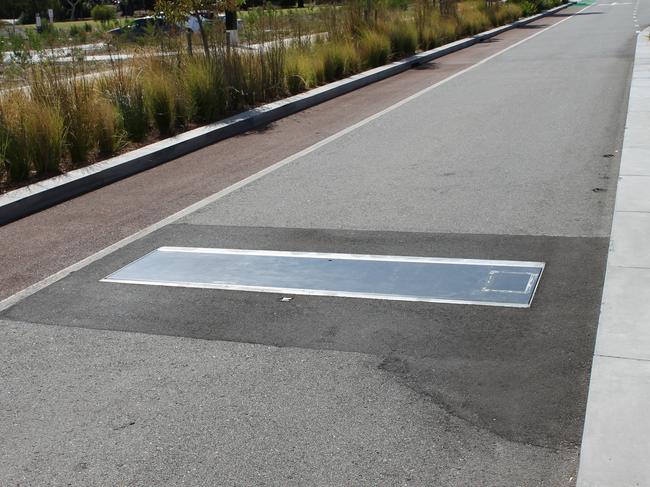 The new actibump speed hump being trialled in Curtin University. Picture: Curtin University