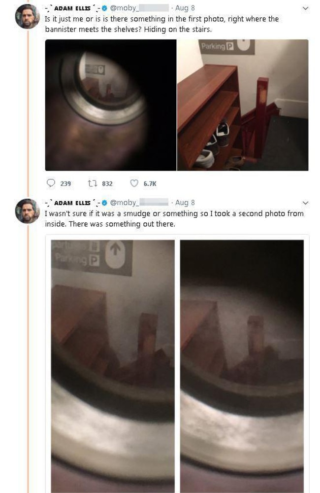 The artist is convinced he captured a shot of the ‘ghost-like figure’ in a photo through the peephole of his apartment door