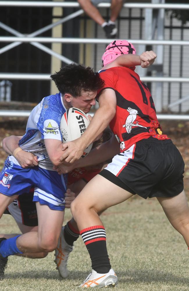 Cowboys Cup Schoolboys Football at Kern Brothers Drive. Ignatius Park College against Kirwan SHS (black). Picture: Evan Morgan