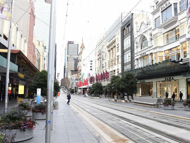 Empty CBD Melbourne. Bourke Street Mall. Picture: Josie Hayden