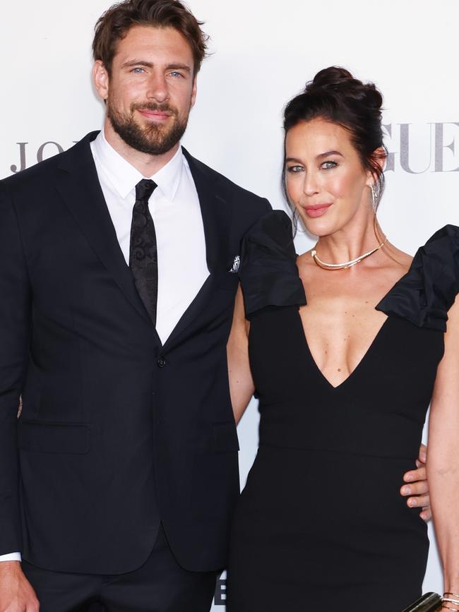 Shaun Hampson and Megan Gale attend the NGV Gala 2022 at the National Gallery of Victoria on December 10, 2022 in Melbourne. Picture: Graham Denholm/Getty Images