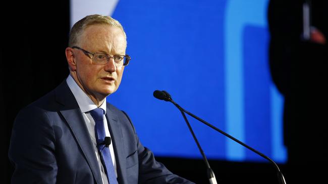 The Governor of the Reserve Bank of Australia Philip Lowe speaks during the Economic Society of Australia lunch held in Brisbane. Picture: NCA NewsWire/Tertius Pickard