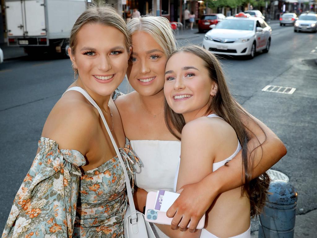 Maddi Price, Kiara Jones and Elena James, came from Nhil, just over the border in Victoria. Picture Dean Martin