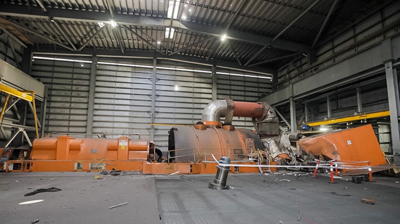 Callide Power Station Unit C4, where a 300kg chunk of shrapnel was found lodged in the roof of the Callide Power Station following the major explosion. Picture Supplied