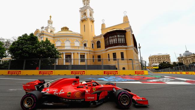 Sebastian Vettel has claimed pole position for the Azerbaijan Grand Prix.