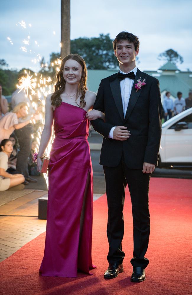 Anne Lacey and George Lawrence arrive at Toowoomba Anglican School class of 2024 school formal. Friday, November 15, 2024. Picture: Christine Schindler