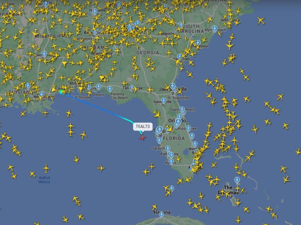 Flight radar shows dead air above Florida as Hurricane Milton hits, with just a few final aircraft making their way from the coast.