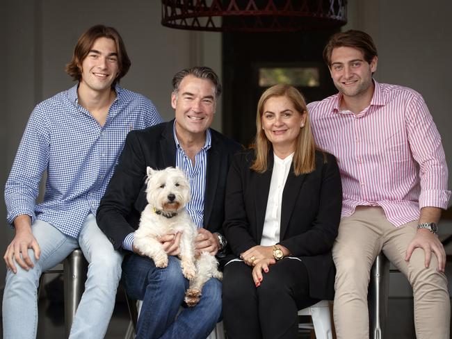 16/8/2018 James and Mena Muecke with sons Tom (blue shirt) and Nick (Pink shirt) at their Norwood home. James and Mena have charity restoring sight of third world patients. their sons - Nick And Tom (21 and 18) are now joining them in their fight against blindness. Picture MATT TURNER.