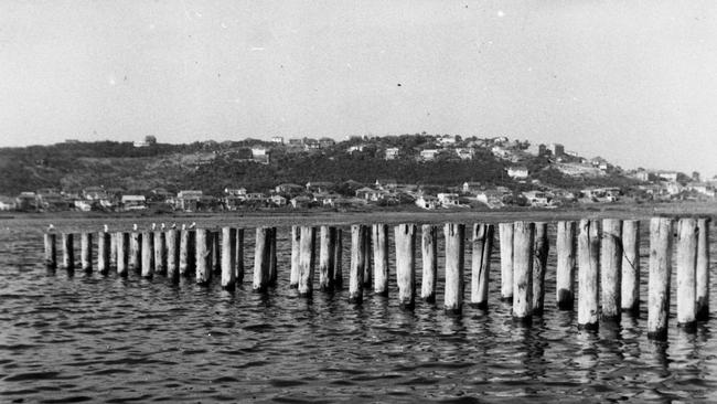 The anti-tank obstacle in Dee Why Lagoon c1950. Picture Northern Beaches Library