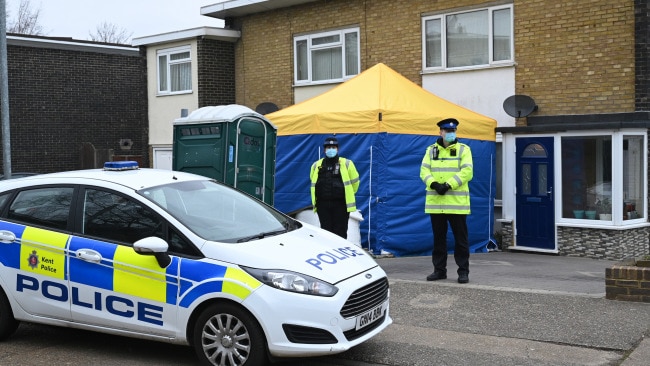 Police at the property in Deal. Picture: Getty Images/Leon Neal