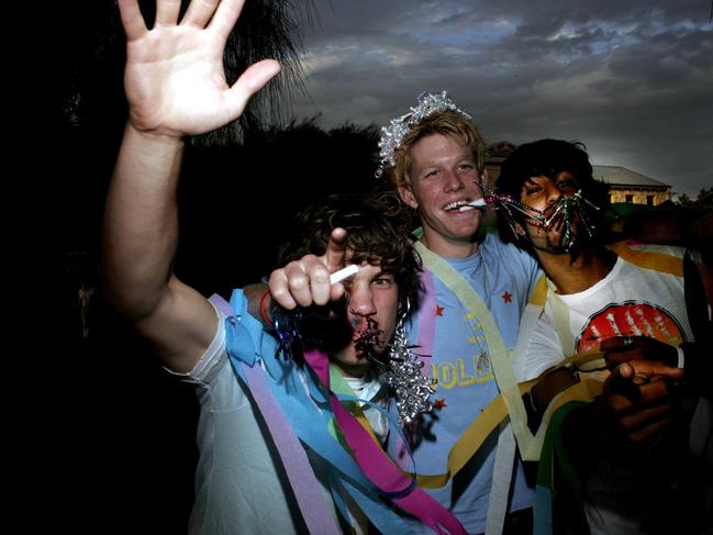 Rowan Matz, 17, Templestowe, Adrian Kennett, 18, Warrenwood, and Erfan Nameni, 18, Doncaster East also picked Sorrento as their New Year's Eve postcode. Picture: Andrew Maccoll