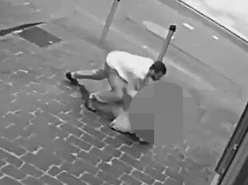 Frame Grab from CCTV of AFL player Jackson Williams' attack on a nurse in the Melbourne CBD was captured in full on CCTV.