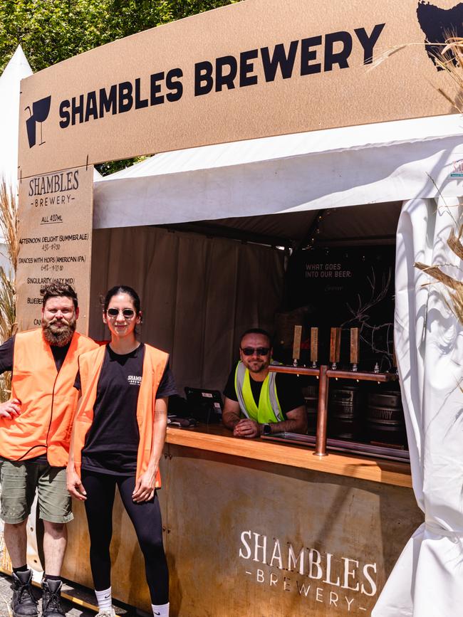 Jimmy Green, Bruna Trindade, and Cornel Ianculovici from Shambles Brewery. Picture: Linda Higginson