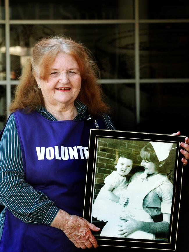 Amanda Voets with a photo of herself in 1965 when the hospital first opened. Amanda was in her first year as student nurse.