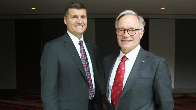 Bill Mezzanote, left, and Andrew Cuthbertson at the CSL investor day in Sydney yesterday. Picture: Britta Campion