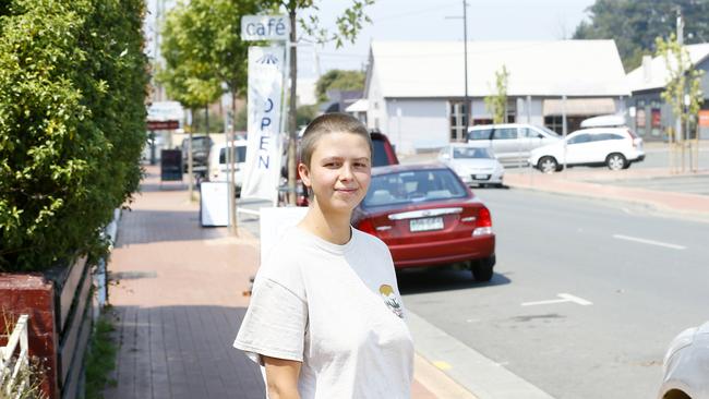 Visiting cherry picker Sugah Curaszkiewicz in Mary St, Cygnet Picture: MATT THOMPSON