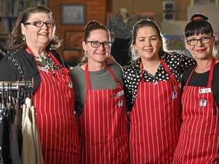 New YMCA Op shop in Ipswich. Christine Fraser, Amy Lyngstad, raiana Habibi and Kyla Bijoux. Picture: Cordell Richardson