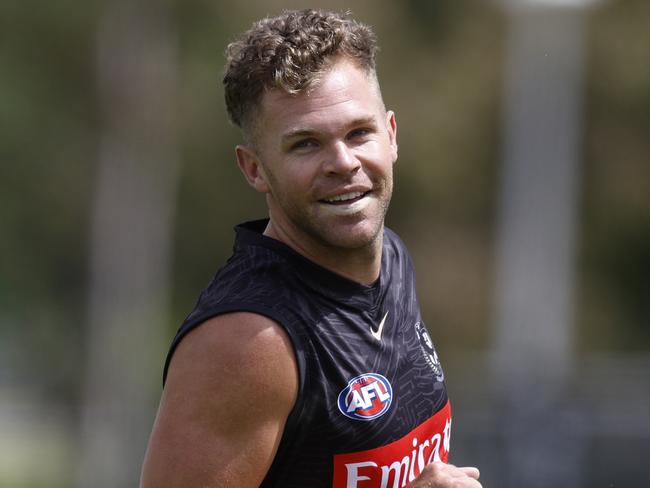 NCA. MELBOURNE, AUSTRALIA. 18th November 2024.  AFL.   Collingwood footy training at Olympic Park.  Dan Houston during todays session  .  Picture: Michael Klein