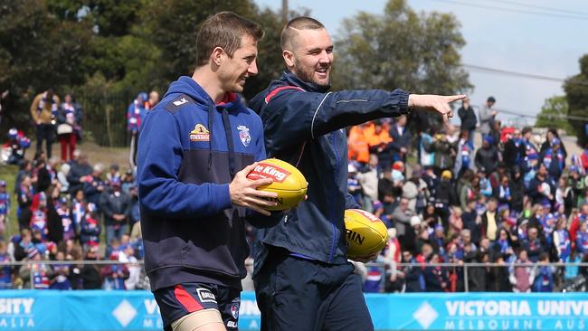 Matt Suckling could only manage to walk laps at Thursday’s training session. Picture: Wayne Ludbey